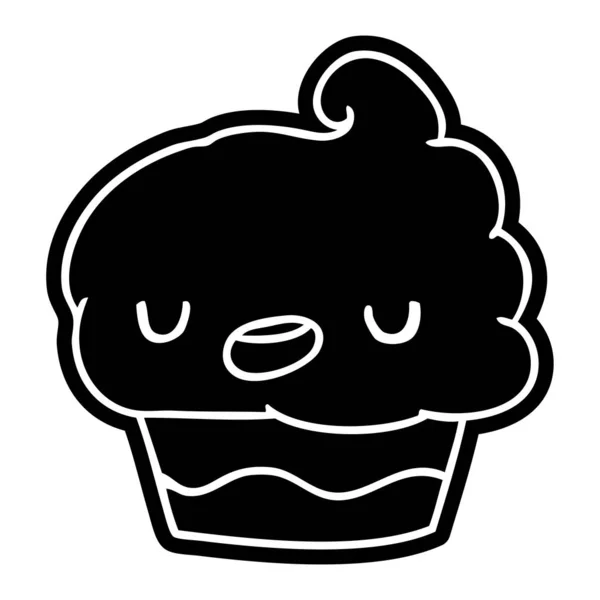 Icona Del Cartone Animato Kawaii Cupcake Carino — Vettoriale Stock