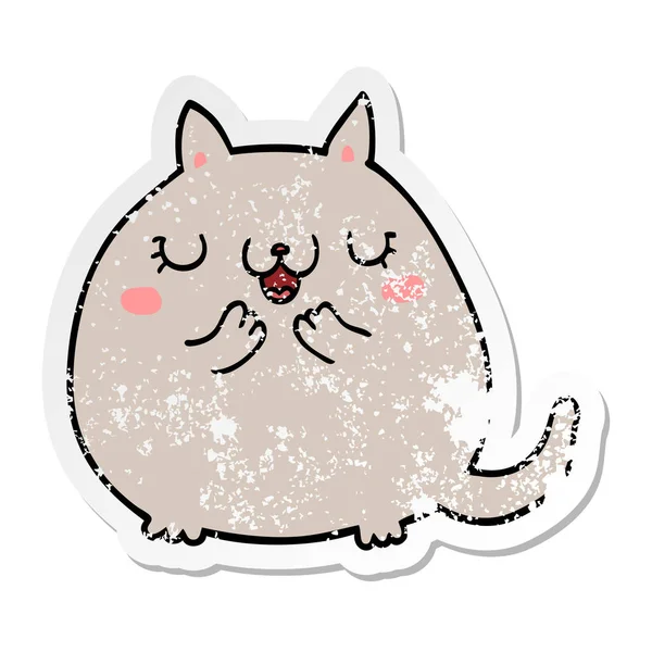 Distressed Sticker Cartoon Cute Cat — Stock Vector