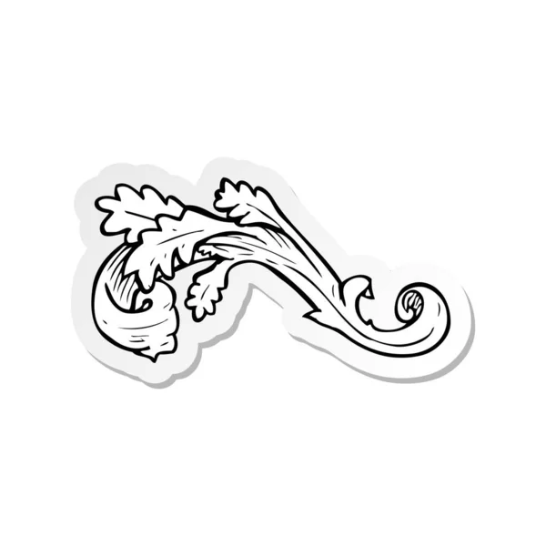 Sticker Van Een Traditionele Hand Getekende Bloemen Swirl — Stockvector