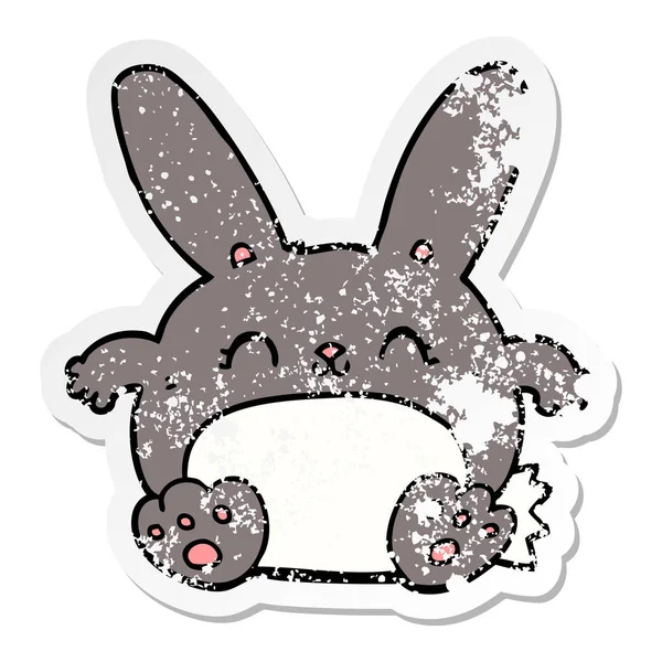 Autocollant Affligé Lapin Dessin Animé — Image vectorielle