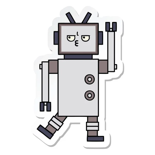 Sticker van de robot van een leuke cartoon — Stockvector