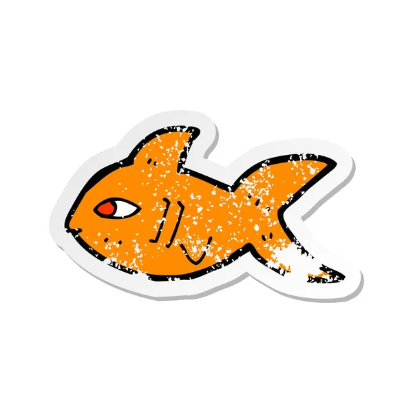 Retro distressed sticker of a cartoon fish — Stock Vector