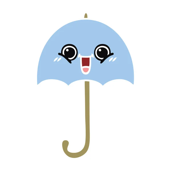 Cor plana retro guarda-chuva desenhos animados — Vetor de Stock