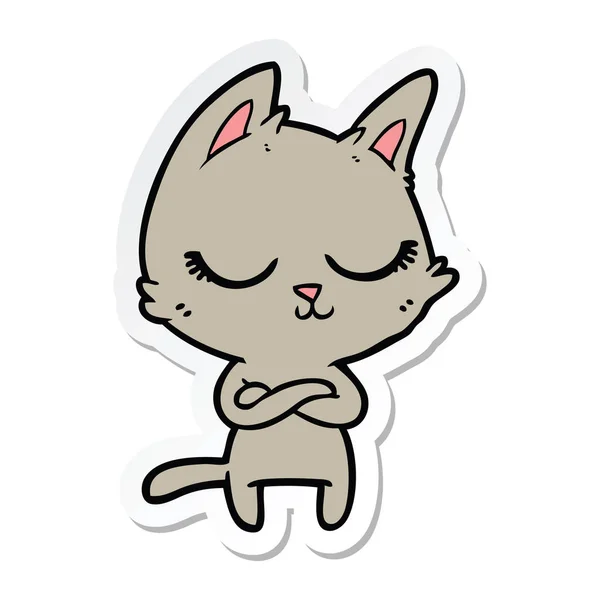 Sticker van een kalm cartoon kat — Stockvector