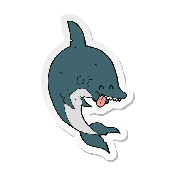 Etiqueta Tubarão Engraçado Dos Desenhos Animados — Vetor de Stock