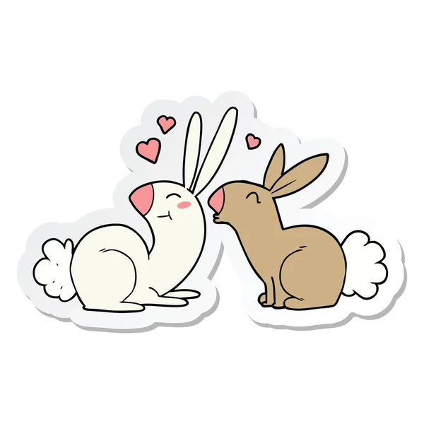 Adesivo Cartone Animato Conigli Innamorati — Vettoriale Stock