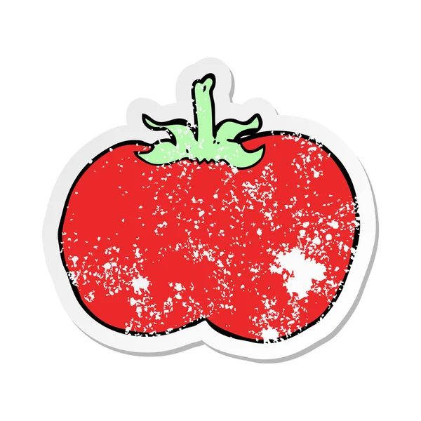 Distressed sticker of a cartoon tomato — Stock Vector