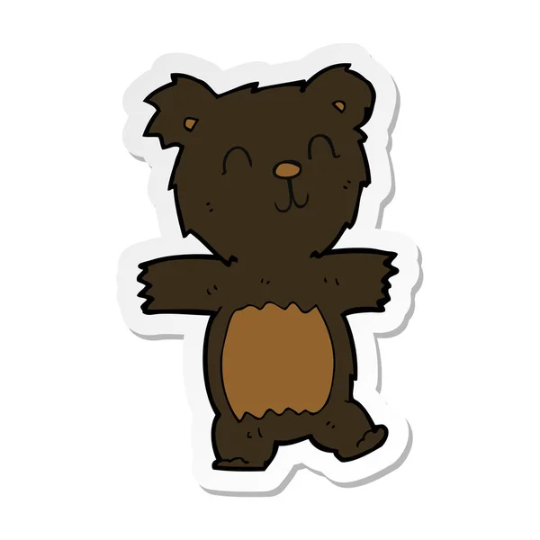 Nálepka Kreslený Roztomilé Černé Medvídě — Stockový vektor