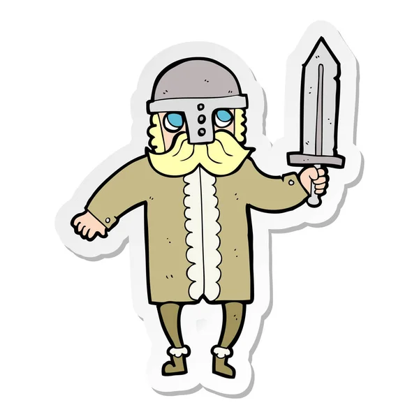 Sticker Cartoon Saxon Warrior — Stock Vector