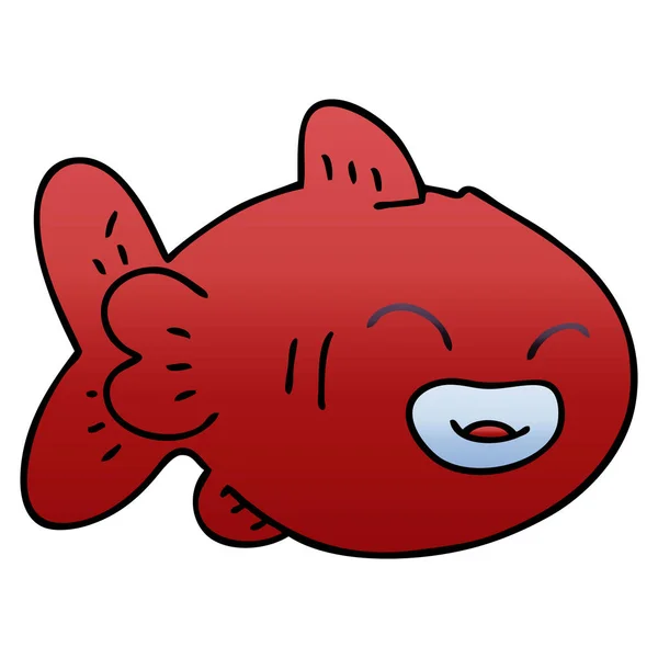 Gradient Ombragé Poisson Dessin Animé Bizarre — Image vectorielle