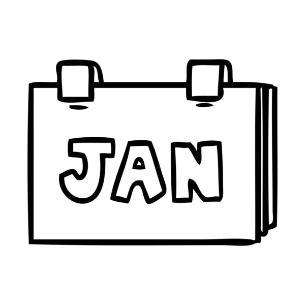 Line drawing doodle of a calendar with jan — Stock Vector