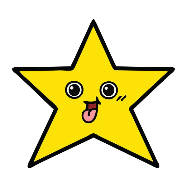 Cute Cartoon Gold Star — Stock Vector