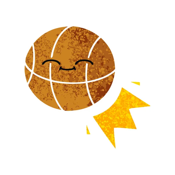 Retro Ilustración Estilo Dibujos Animados Baloncesto — Vector de stock