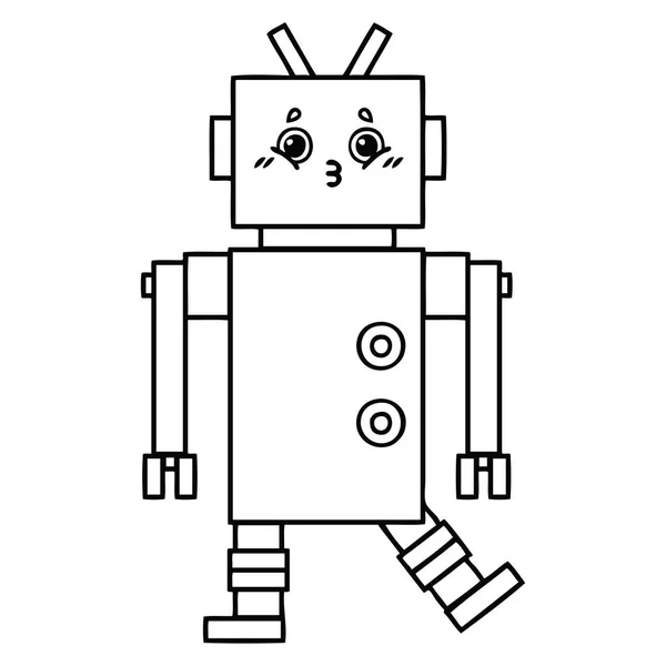 Linienzeichnung Cartoon Roboter — Stockvektor