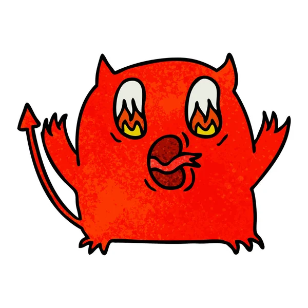 Desenhos animados texturizados de bonito kawaii demônio vermelho — Vetor de Stock