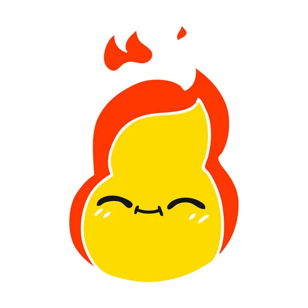 Cartoon of cute kawaii fire flame — Stock Vector