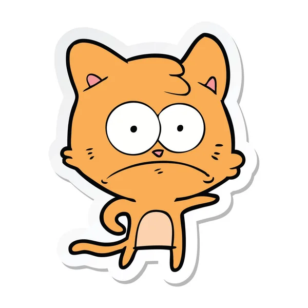 Sticker Van Een Cartoon Nerveus Kat — Stockvector