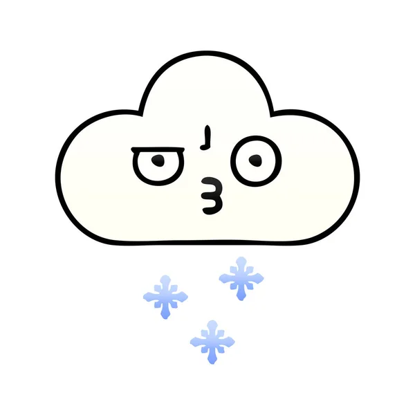 Gradiente Sombreado Dibujos Animados Una Nube Nieve — Vector de stock