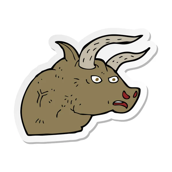 Sticker Cartoon Angry Bull Head — Stock Vector