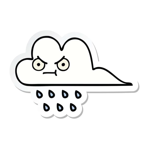 一个可爱的卡通雨云贴纸 — 图库矢量图片