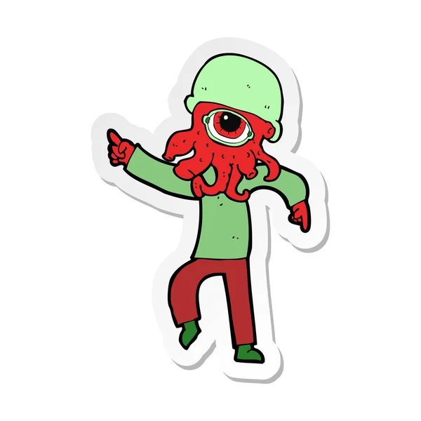 Sticker Van Een Cartoon Buitenaardse Man Dansen — Stockvector