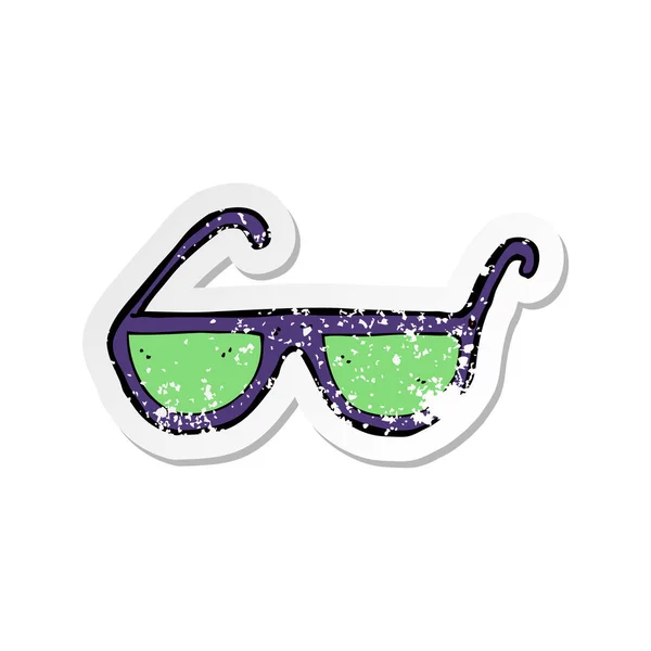 Retro Distressed Sticker Cartoon Sunglasses — Stock Vector