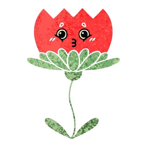 Мультяшный цветок в стиле ретро — стоковый вектор
