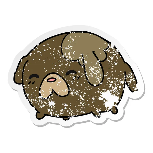 Freehand Getekende Noodlijdende Sticker Cartoon Van Schattige Kawaii Hond — Stockvector