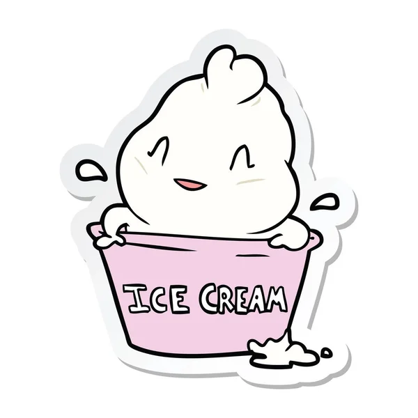 一个可爱的卡通冰淇淋贴纸 — 图库矢量图片