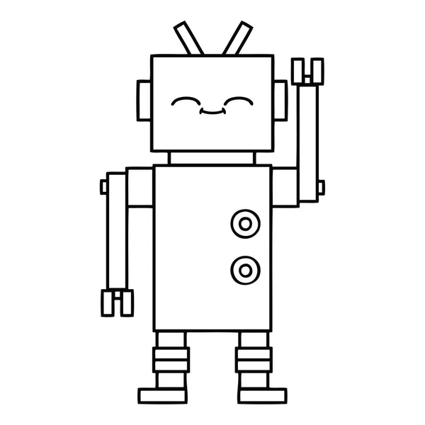 Linienzeichnung Cartoon Roboter — Stockvektor