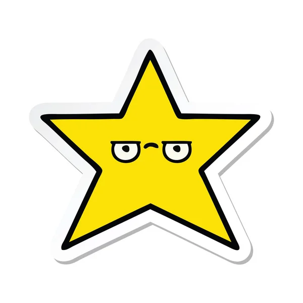 Klistermärke Gullig Tecknad Guld Stjärna — Stock vektor