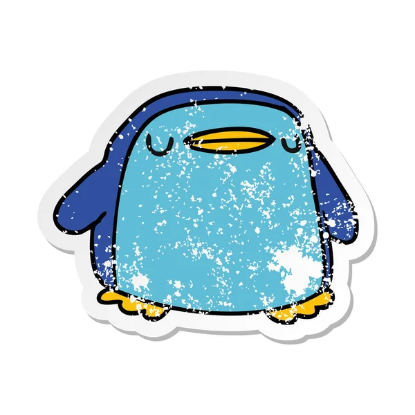 Distressed Sticker Cartoon Illustration Kawaii Cute Penguin — Stock Vector