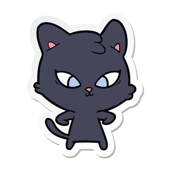 Pegatina Lindo Gato Dibujos Animados — Vector de stock