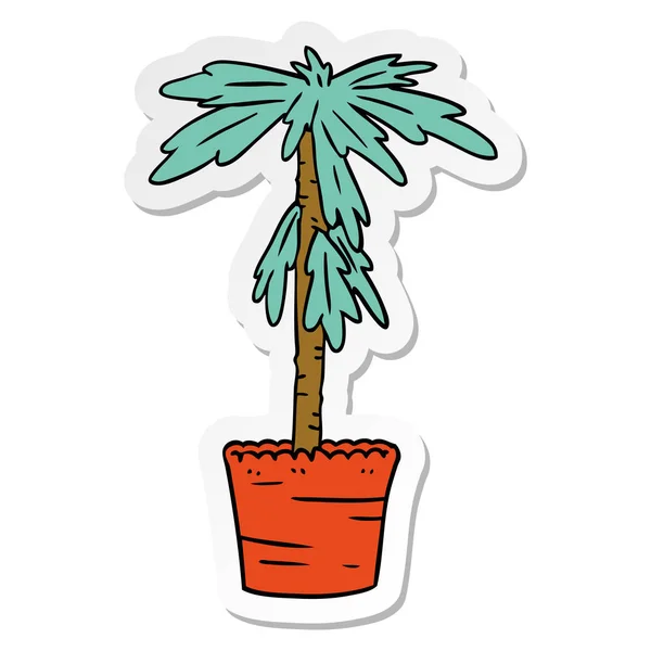 Hand Getekende Sticker Cartoon Doodle Van Een Kamerplant — Stockvector