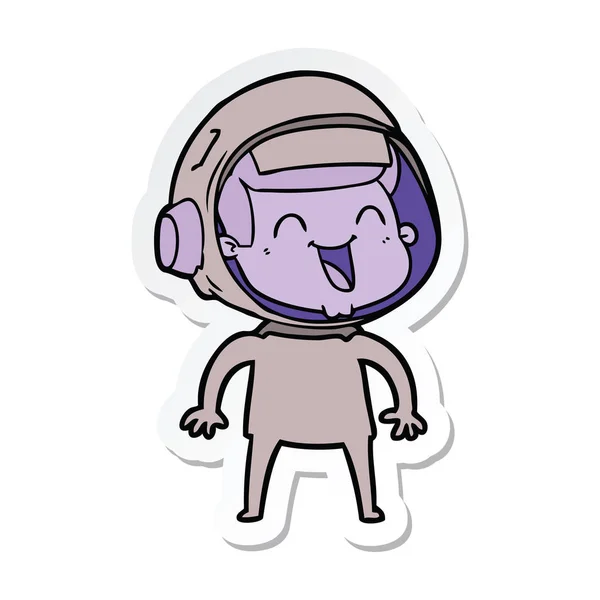 Adesivo Astronauta Cartone Animato Felice — Vettoriale Stock