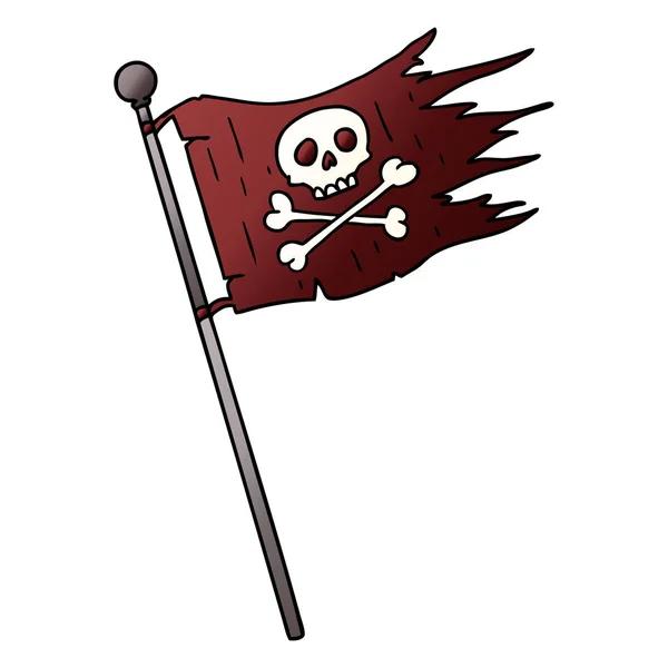 Doodle de desenho animado gradiente de uma bandeira de piratas — Vetor de Stock