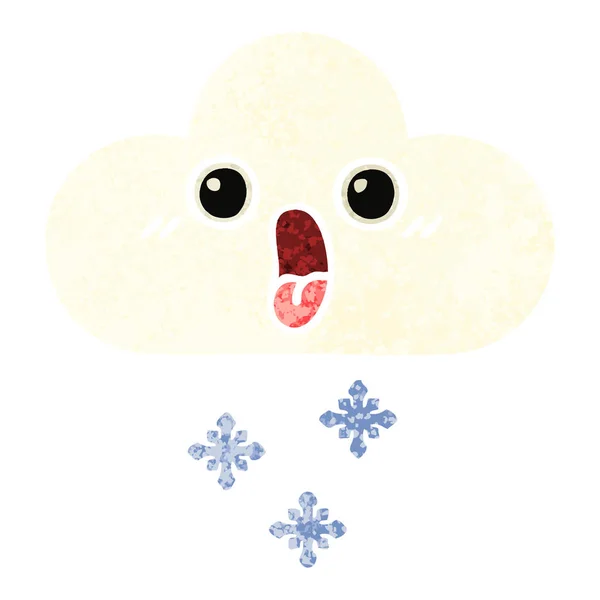 Retro Illustration Style Cartoon Snow Cloud — Stock Vector