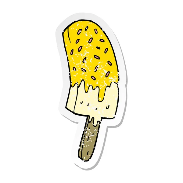 Distressed Sticker Cartoon Ice Cream Lolly — Stock Vector