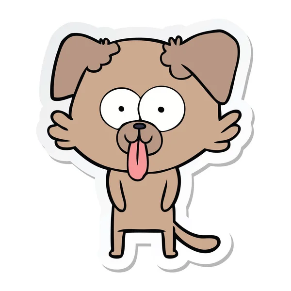 Sticker Van Hond Van Een Cartoon Met Tong Uitsteekt — Stockvector