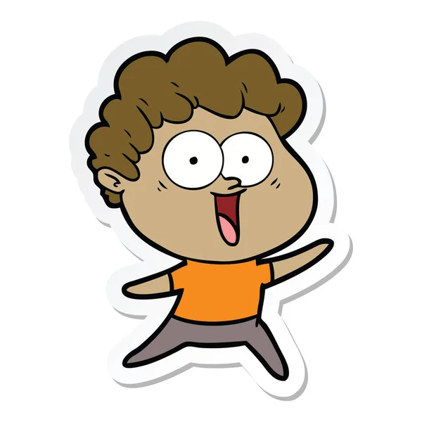 Sticker of a excited man cartoon — Stock Vector