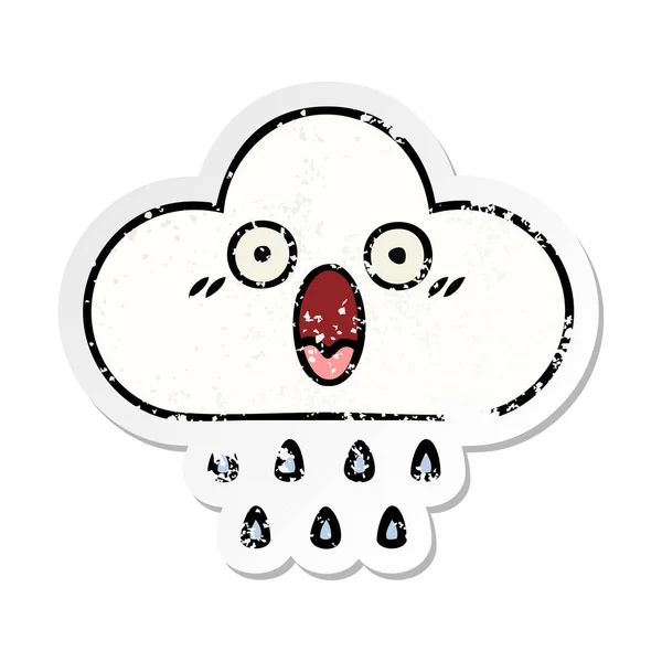Autocollant de détresse d'un nuage de pluie dessin animé mignon — Image vectorielle