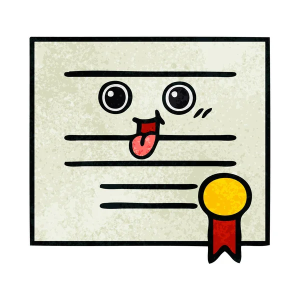 Retro grunge doku karikatür mezuniyet diploma