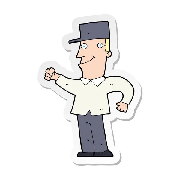 Sticker van een cartoon man lucht ponsen — Stockvector