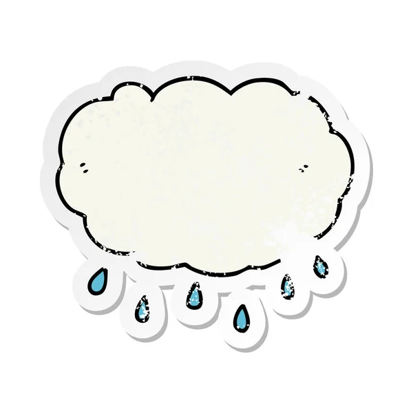 Etiqueta Angustiada Uma Nuvem Chuva Desenhos Animados — Vetor de Stock