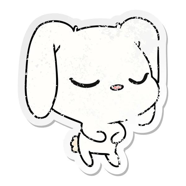 Verontruste sticker cartoon van schattige kawaii bunny — Stockvector