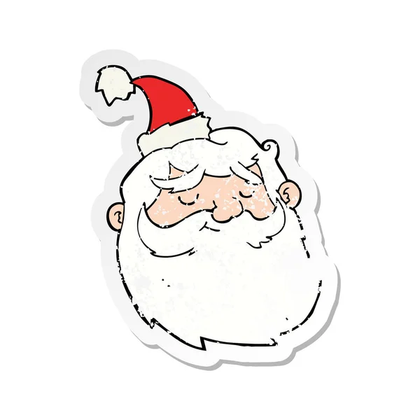 Adesivo Angustiado Retro Desenho Animado Rosto Santa Claus — Vetor de Stock
