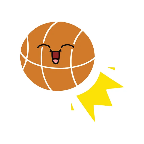 バスケット ボールのフラット カラー レトロ漫画 — ストックベクタ