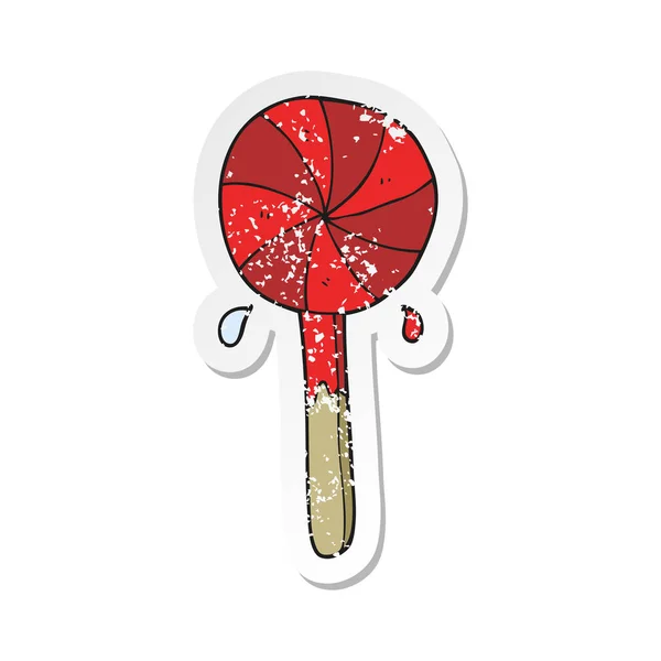 Retro distressed sticker of a cartoon lollipop — Stock Vector