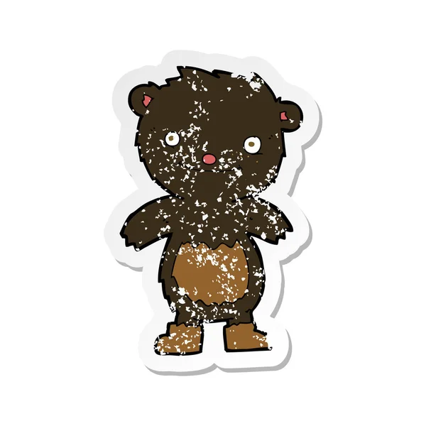 Retro Aufkleber Eines Cartoon Teddybärs Mit Stiefeln — Stockvektor