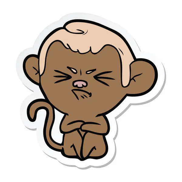 Sticker Cartoon Annoyed Monkey — Stock Vector